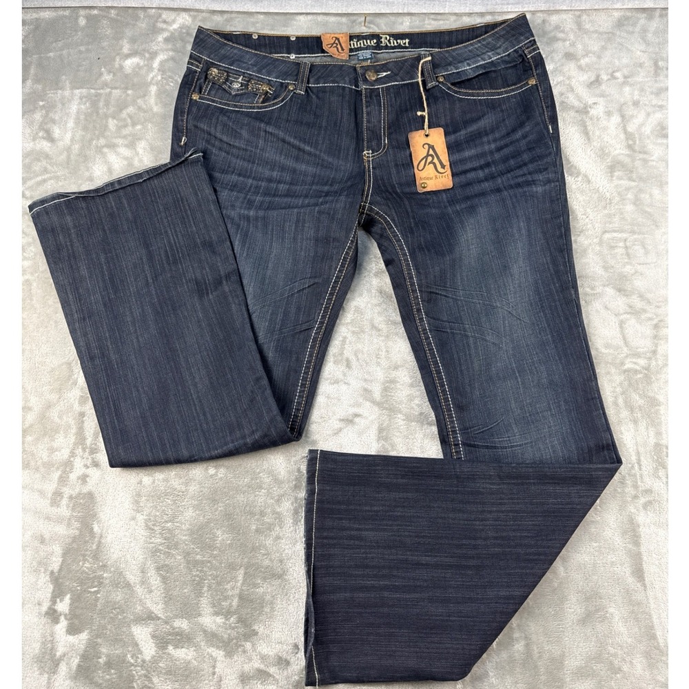 Antique Rivet Reece Bootcut Jeans Venice Dark Wash Studded Embellished Size 38